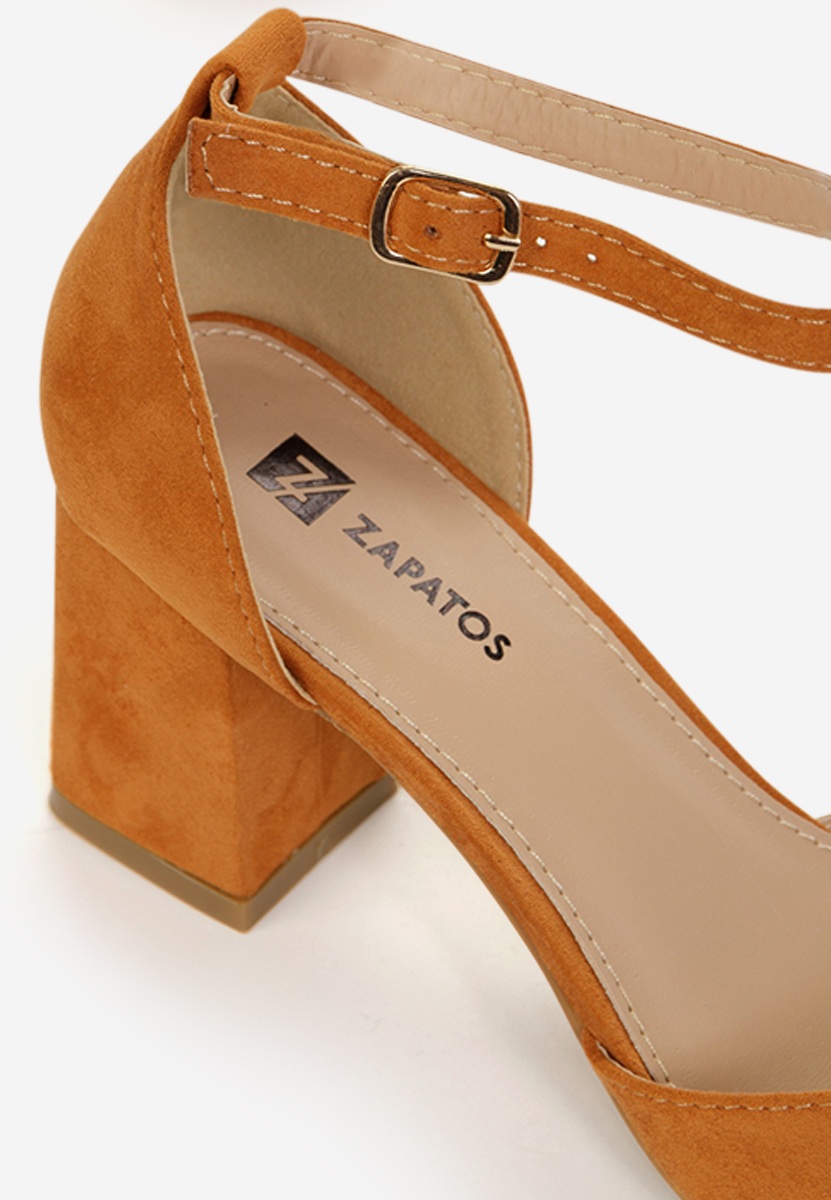 Pantofi cu toc gros Alivila V2 camel