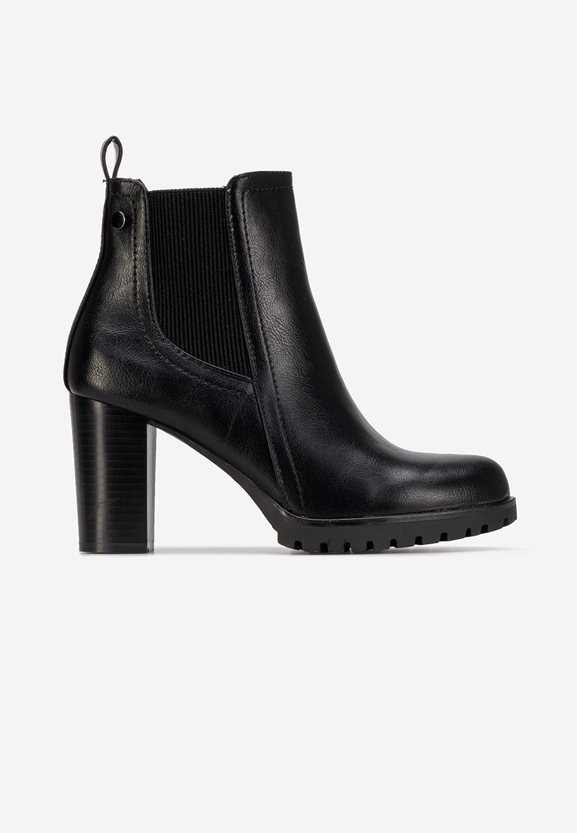 Botine cu toc gros negre Usiena