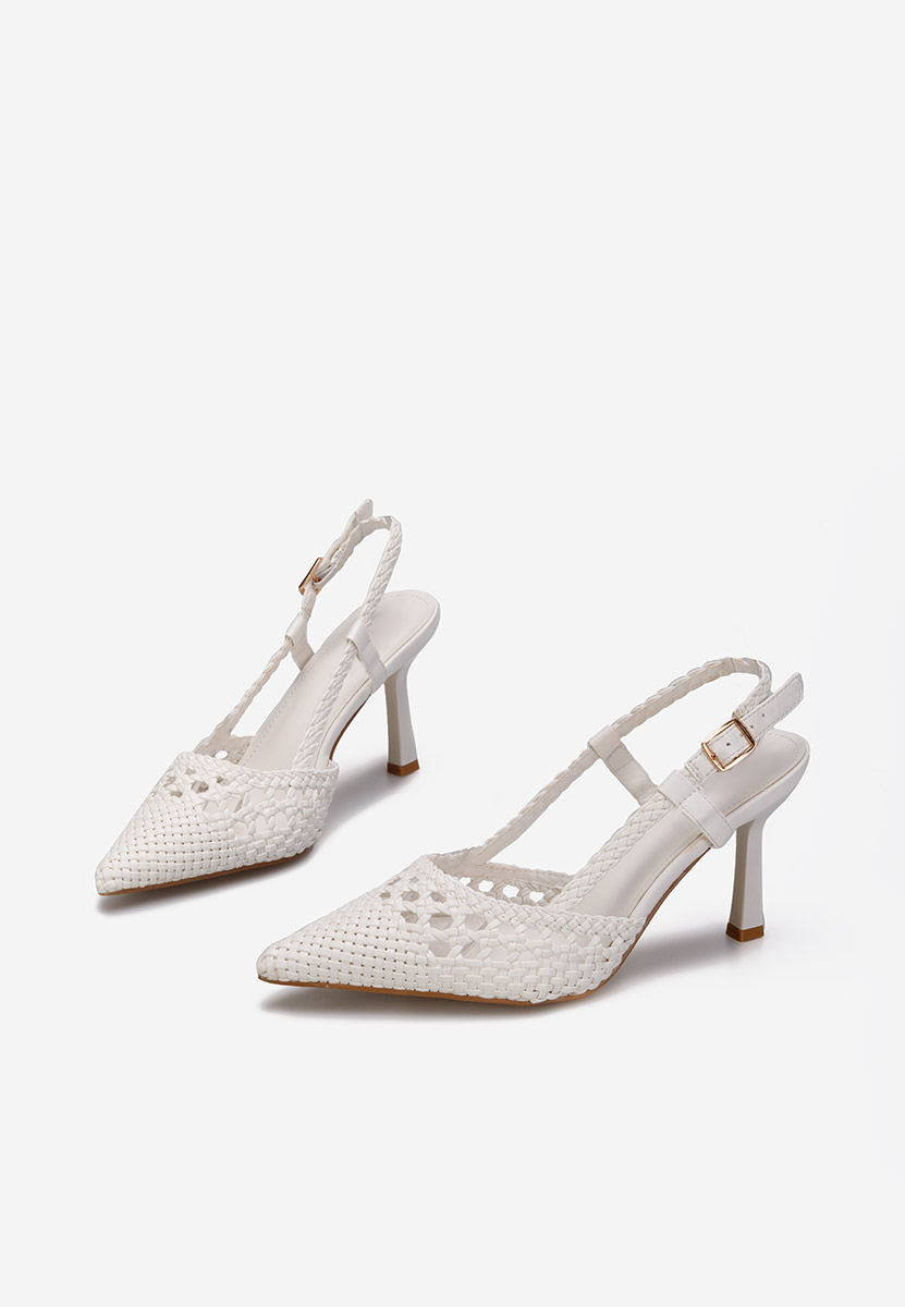 Pantofi stiletto slingback Heliosa albi