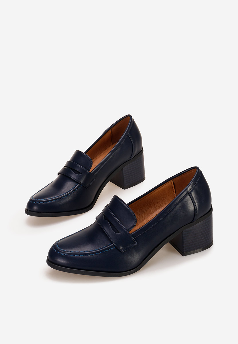 Mocasini cu toc Sereya navy