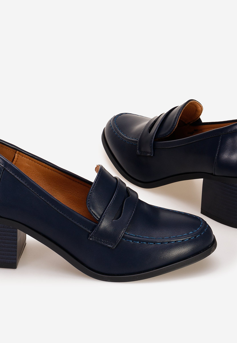 Mocasini cu toc Sereya navy