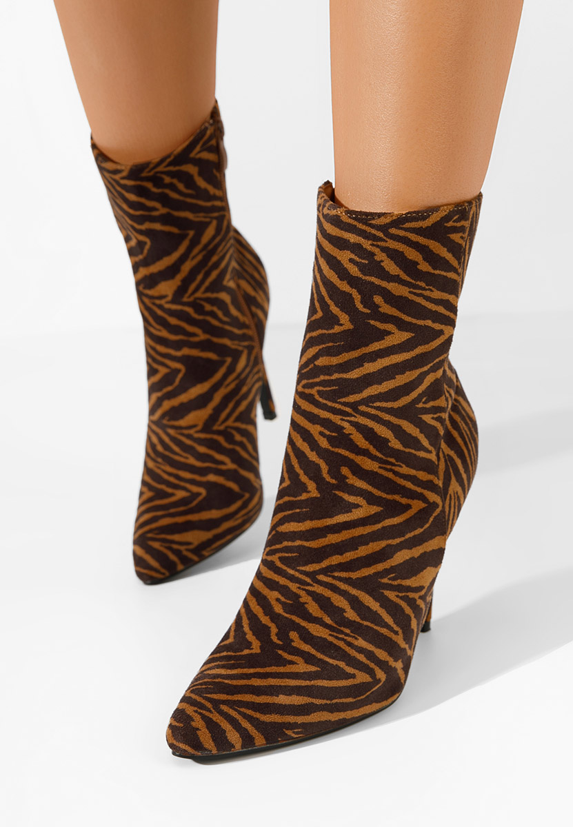 Botine cu toc subtire Ovieta animal print