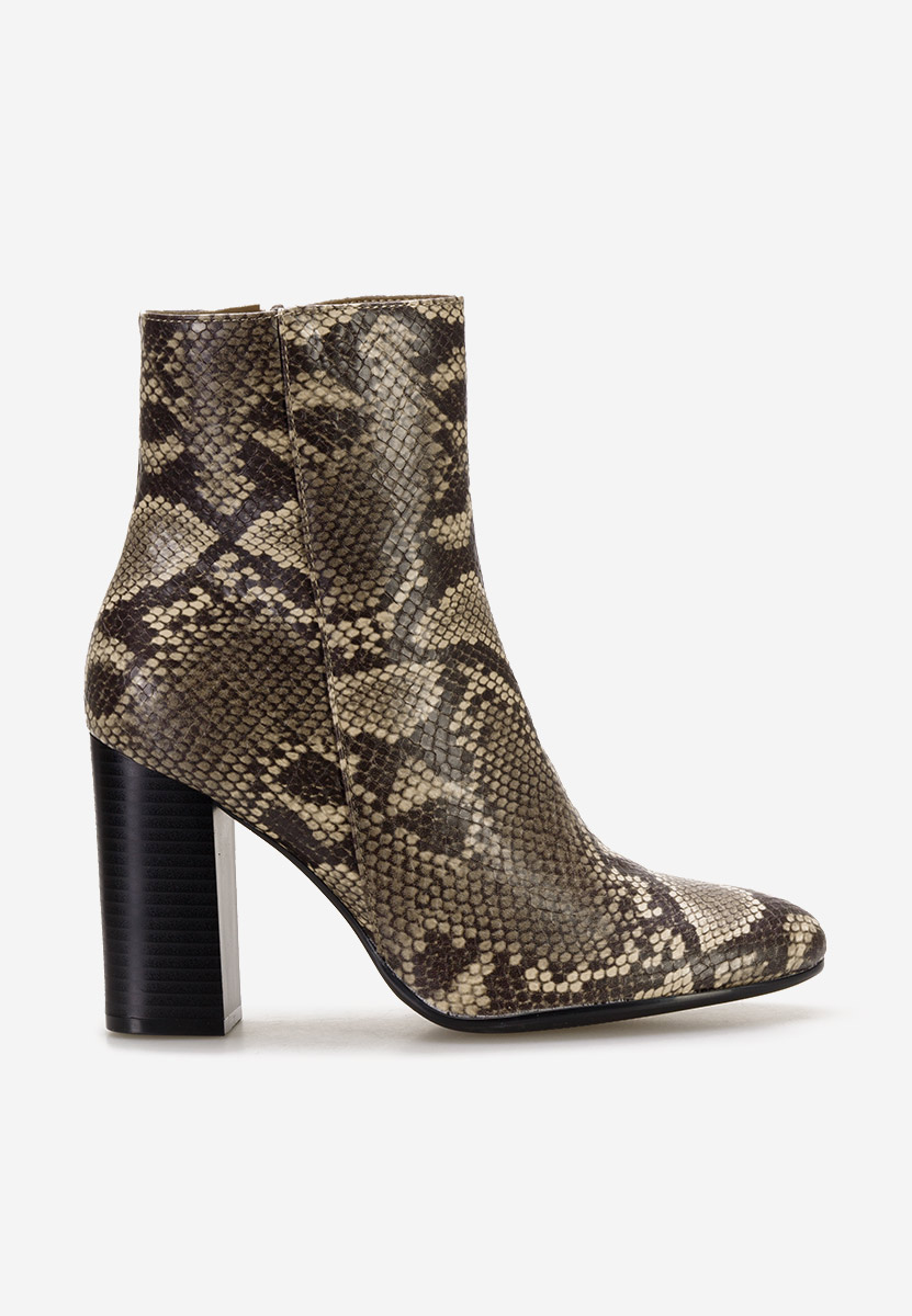 Botine cu toc gros Valina animal print