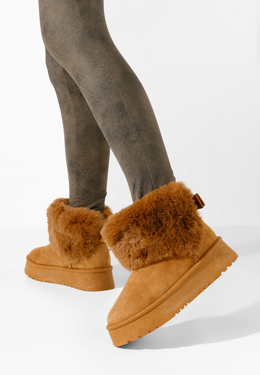 Cizme tip ugg cu platformă Tamila camel