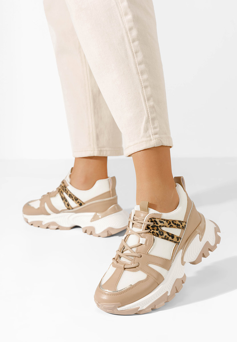 Sneakers dama cu platforma Alonna kaki