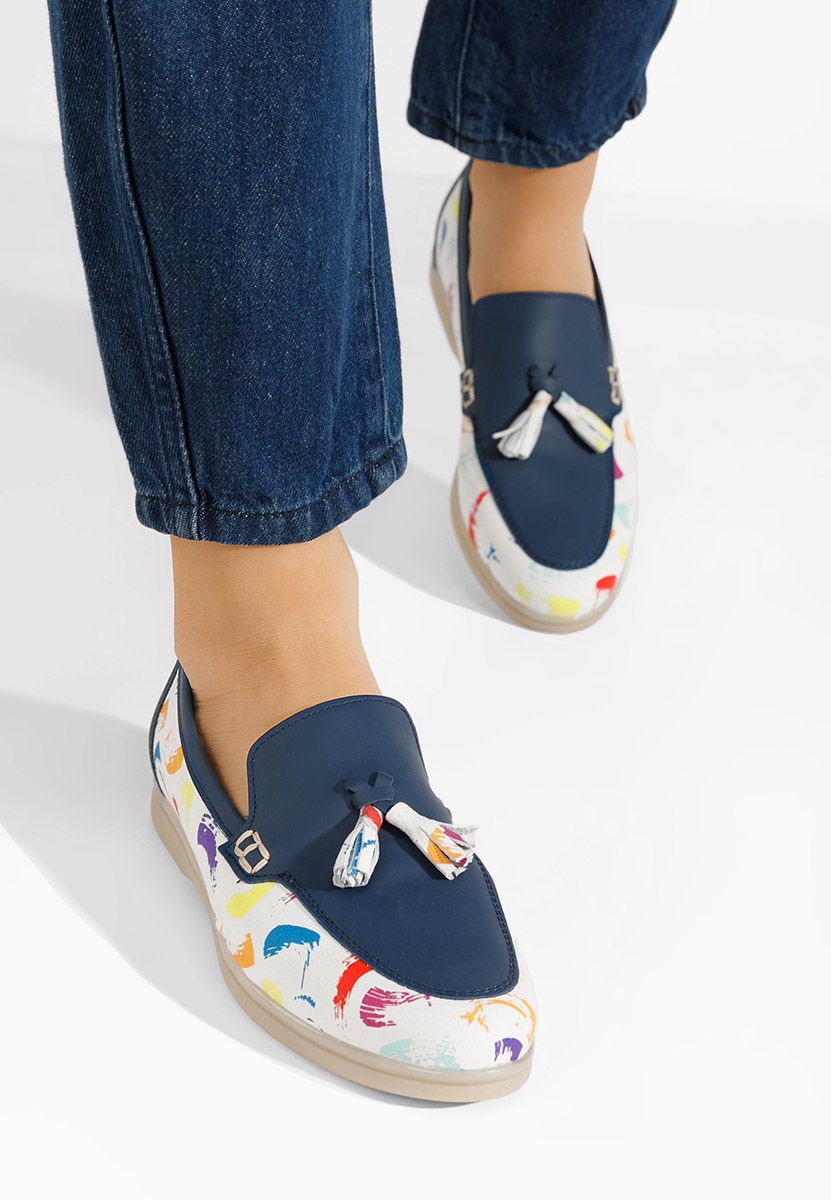 Mocasini dama piele Takara navy