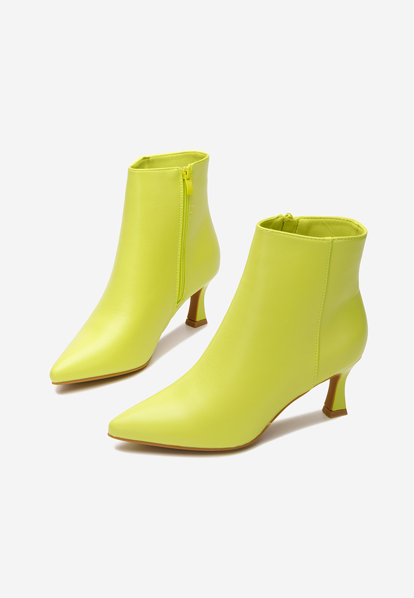 Botine cu toc subtire Kaina verzi neon