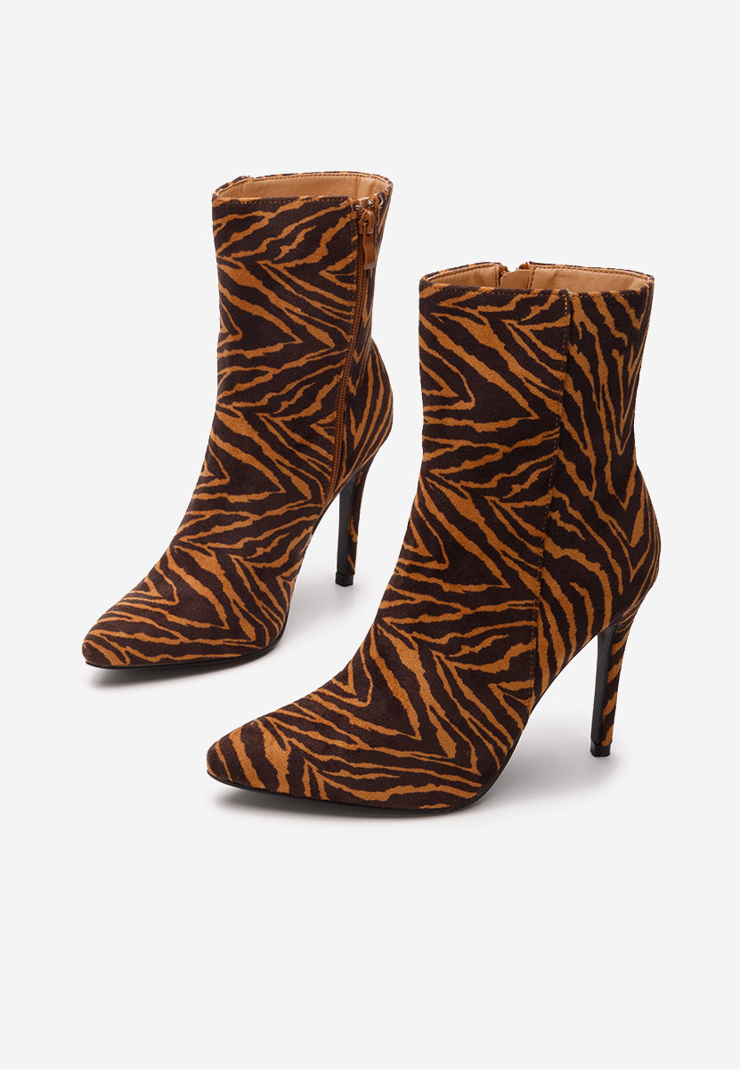 Botine cu toc subtire Ovieta animal print