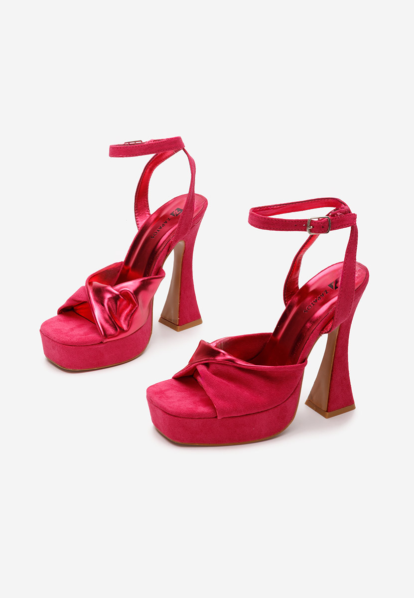 Sandale cu toc gros si platforma Lily fucsia