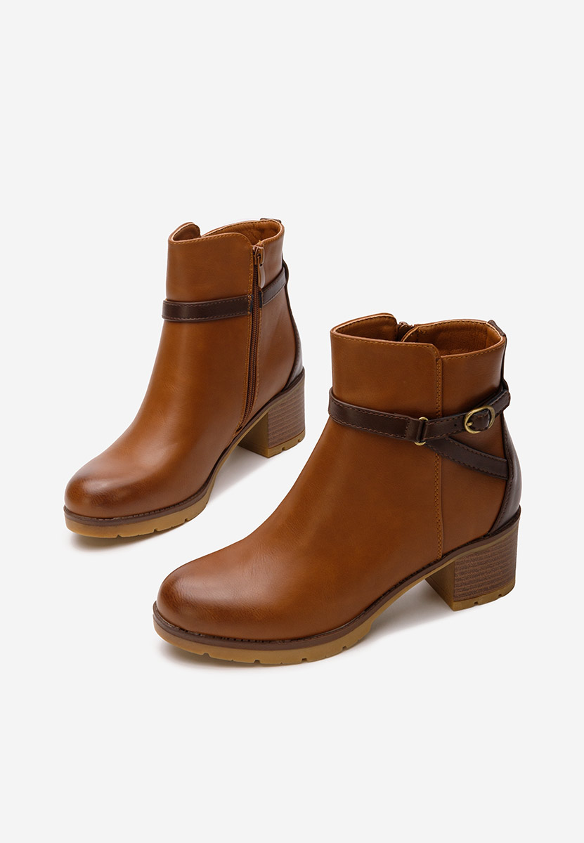 Botine cu toc gros Demolza camel