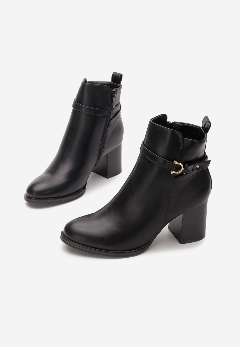 Botine cu toc gros Sherika negre