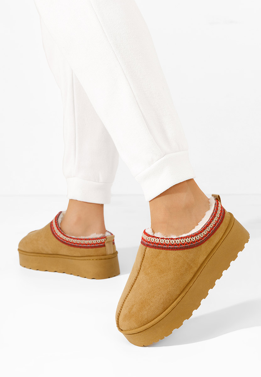 Cizme tip ugg Cassei camel