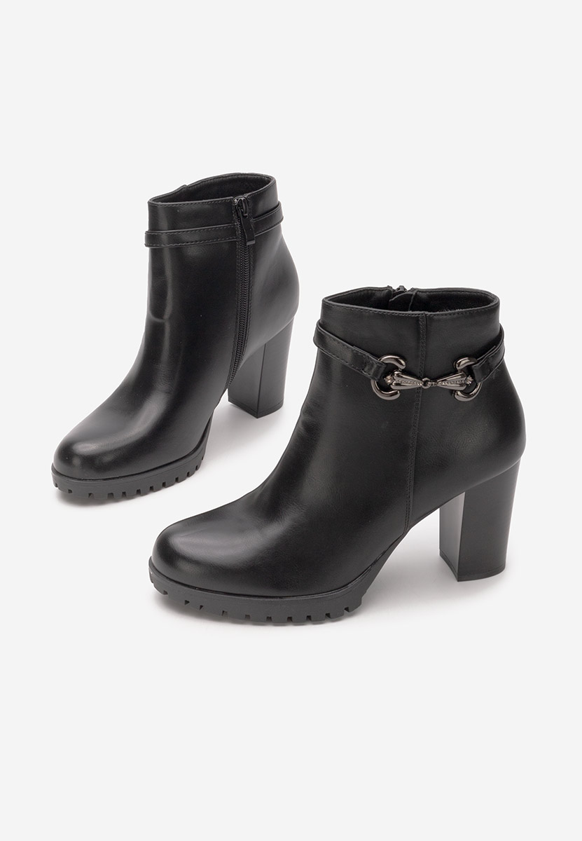 Botine cu toc gros Nesia negre