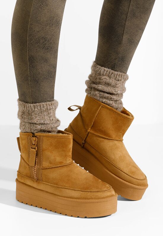 Cizme tip ugg cu platformă Antalya camel